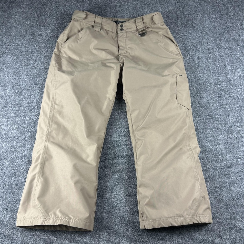 Oakley Snow Pants Womens Large Beige Lined Ski Snowboard Pockets Gaiters Winter